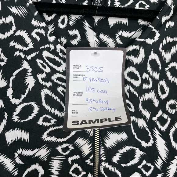 NWT Carrè Noir Quarter-Zip Pull-Over Cheetah Black White Spandex 3/4-Sleeve S/P - Picture 16 of 16